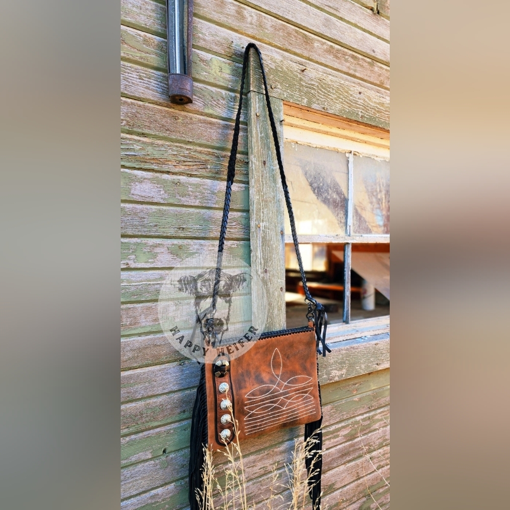 Boot-Stitch Leather Crossbody Bag